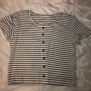 Button down striped crop t